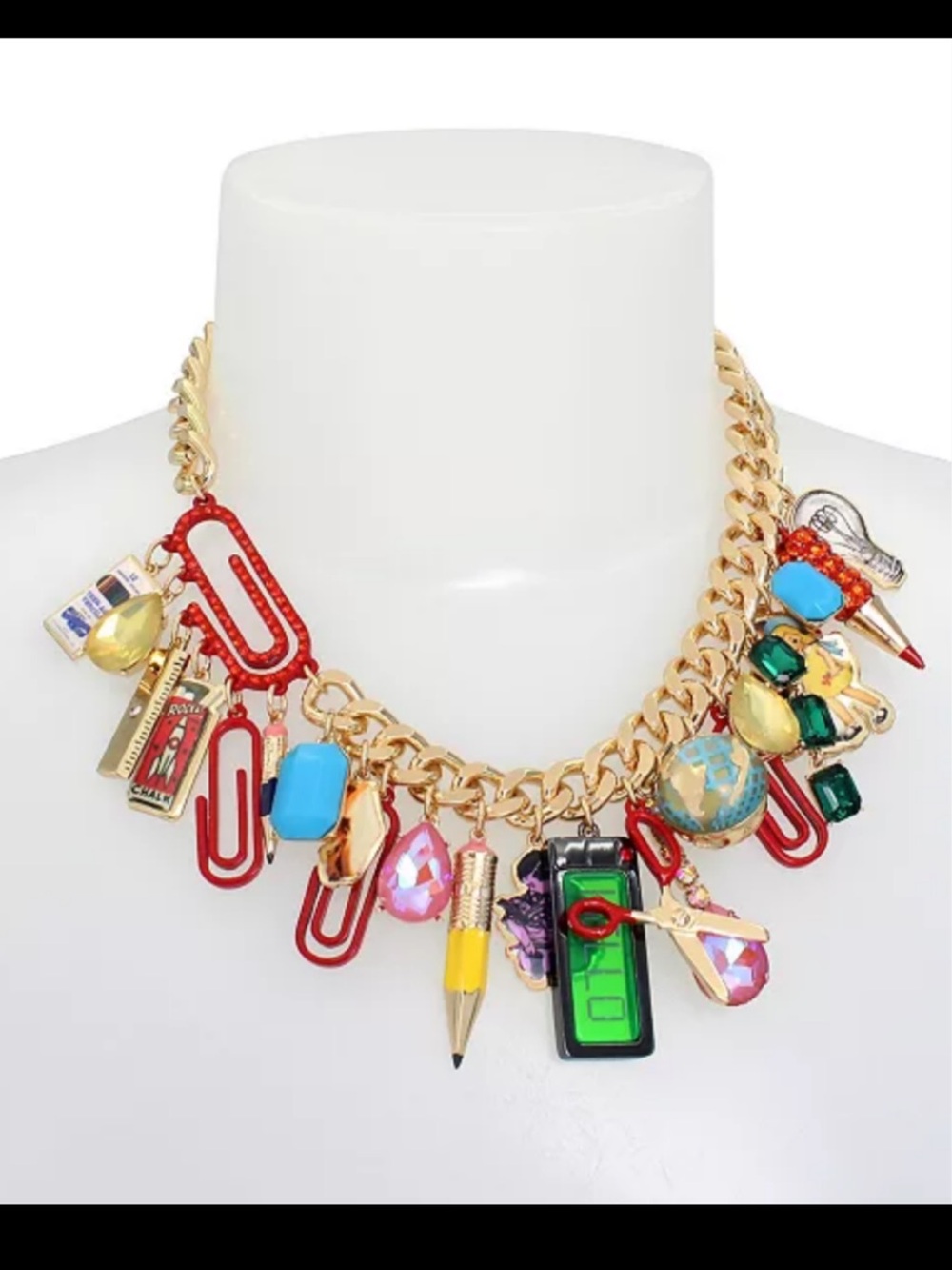 NWT betsy Johnson gold to back to school statement necklace